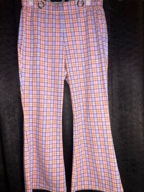 Pink and Lavender Plaid Flare Pants